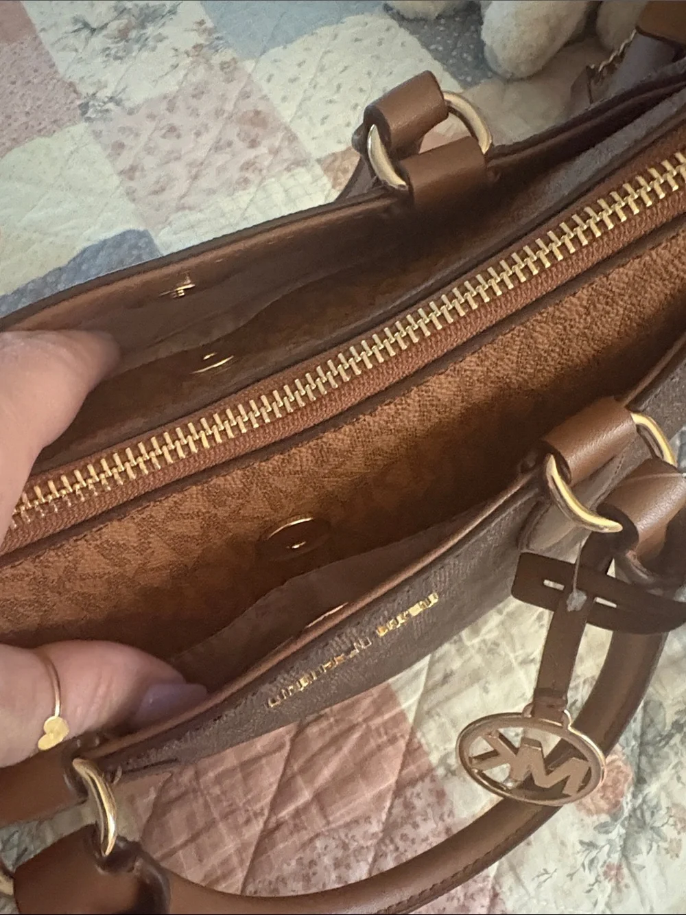 Michael Kors Brown and Tan Signature Logo Tote